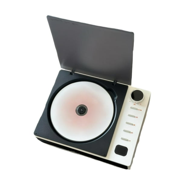 Inteprter Reproductor de CD portátil ABS con control remoto y USB-C de carga rápida, reproductor de disco CD pequeño y portátil Cables de audio/vídeo blanco
