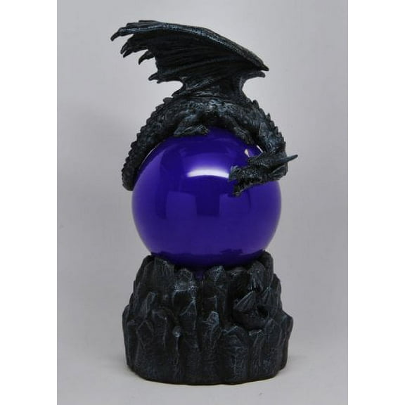 8.75 Inch Dragon Sandstorm with Giant Blue Orbe Ball Statue Figurine