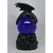 8.75 Inch Dragon Sandstorm with Giant Blue Orbe Ball Statue Figurine