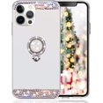 thumbnail image 2 of Compatible with iPhone 15 Pro Makeup Mirror Case Bling Diamond Glitter Rhinestone with Ring Holder Stand Kickstand Loopy Grip Cute for Girls Women Case Silver, 2 of 6