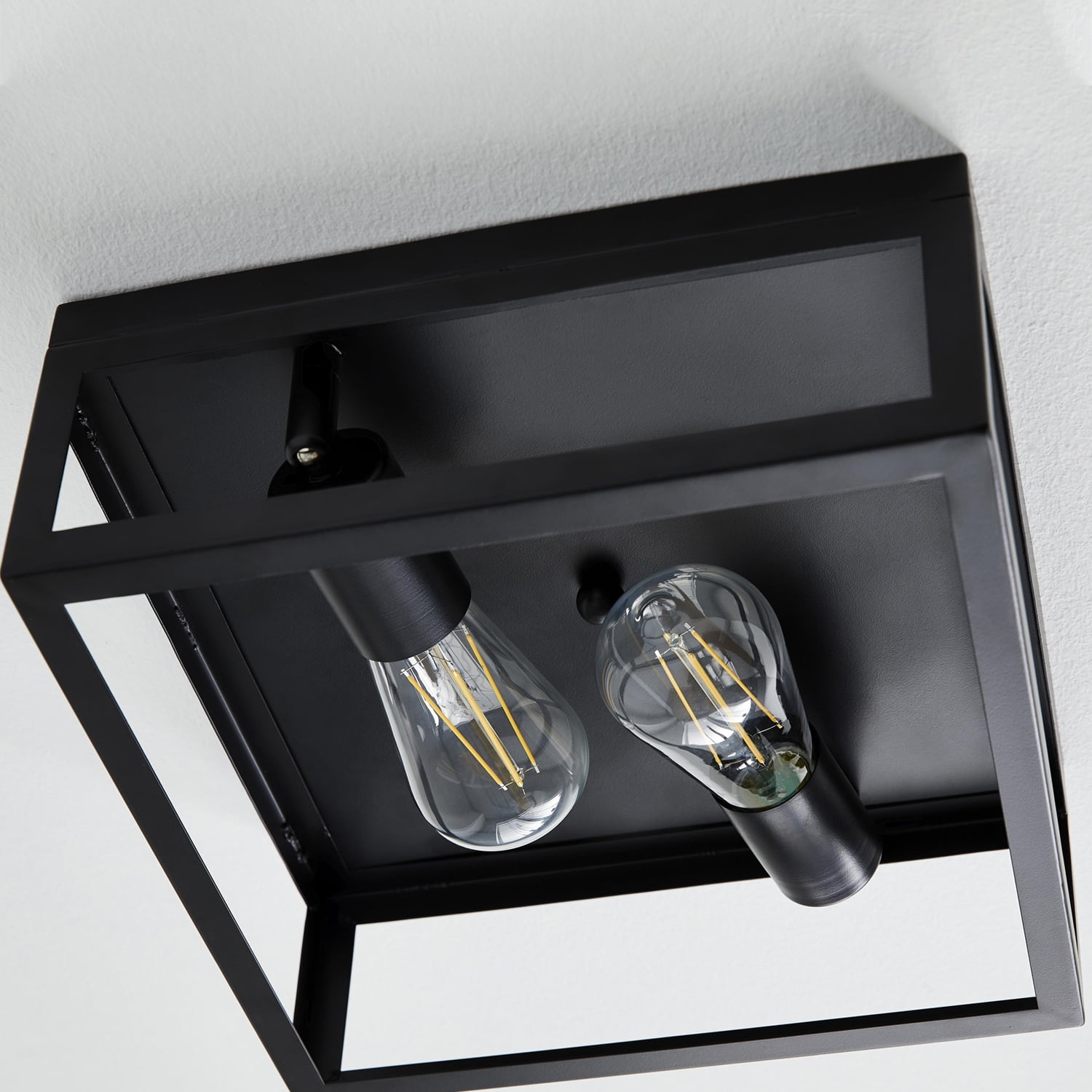 Better Homes & Gardens 12" Modern Square Flushmount Ceiling Light, Matte Black Finish, E26 Socketed