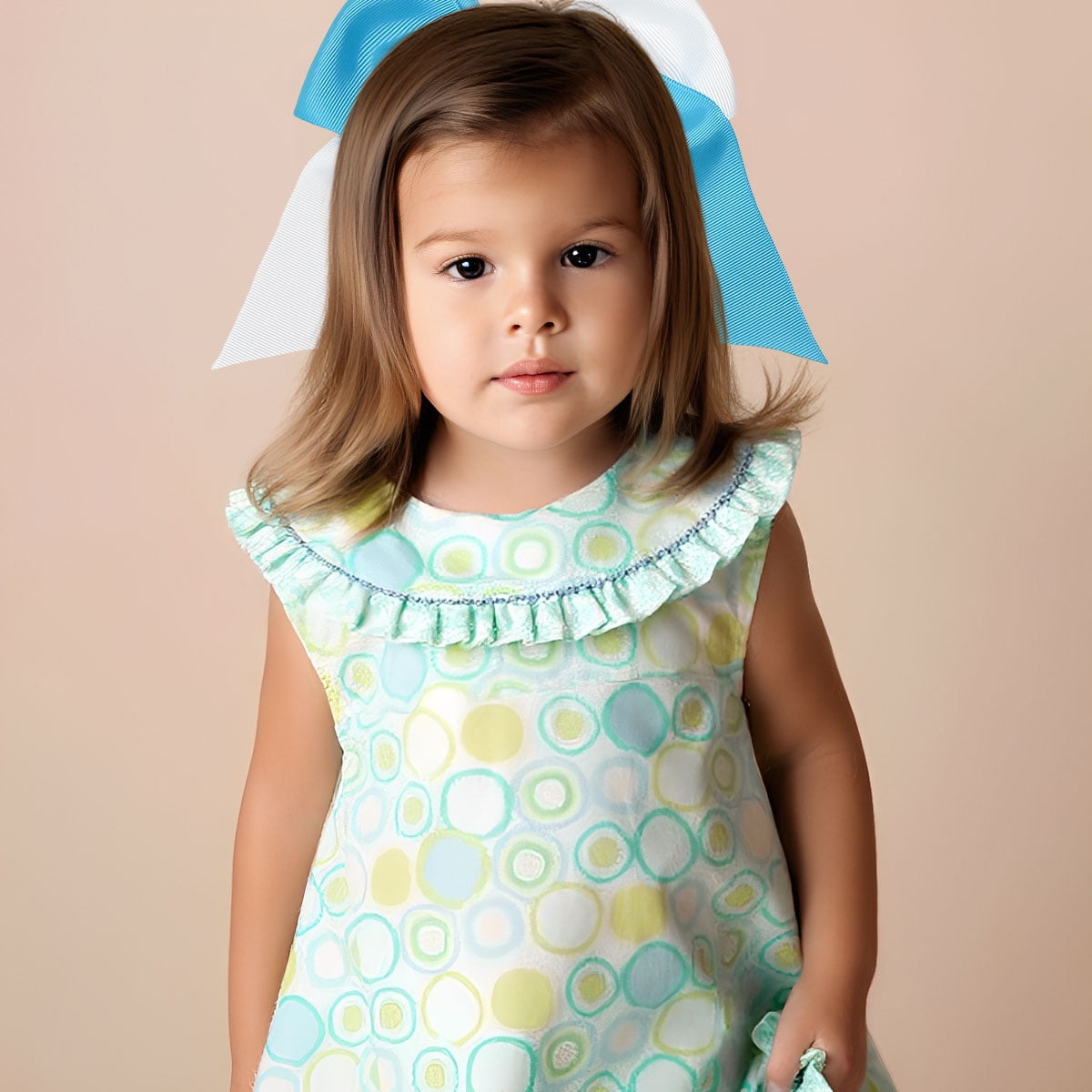 7.5 12pcs Inch Green White Cheer Bow for Girls, Satin Ribbon Hair Clips for Kids Cheerleading Game Day Hairstyles