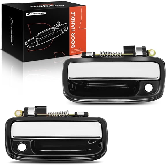 A-Premium Outside Exterior Door Handles Compatible with Toyota Tacoma 1995-2004, Black Housing with Chrome Lever, 2-PC Set, Front Driver and Passenger Side