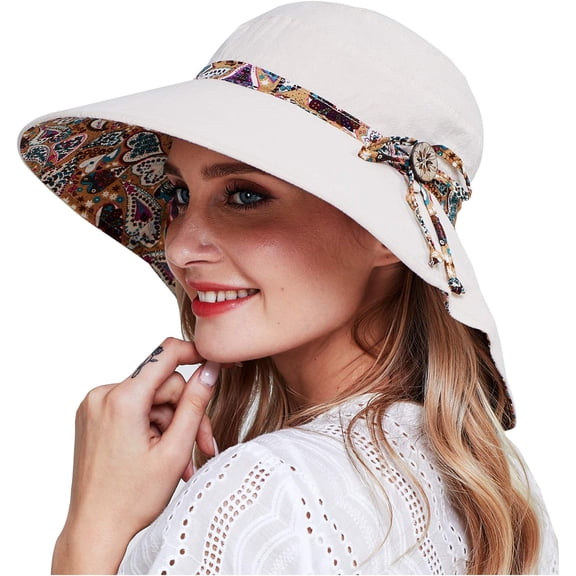 Womens Garden Hat, Both Sides wear, Foldable Wide Brim UPF 50 , pefect for Women Fishing Hiking