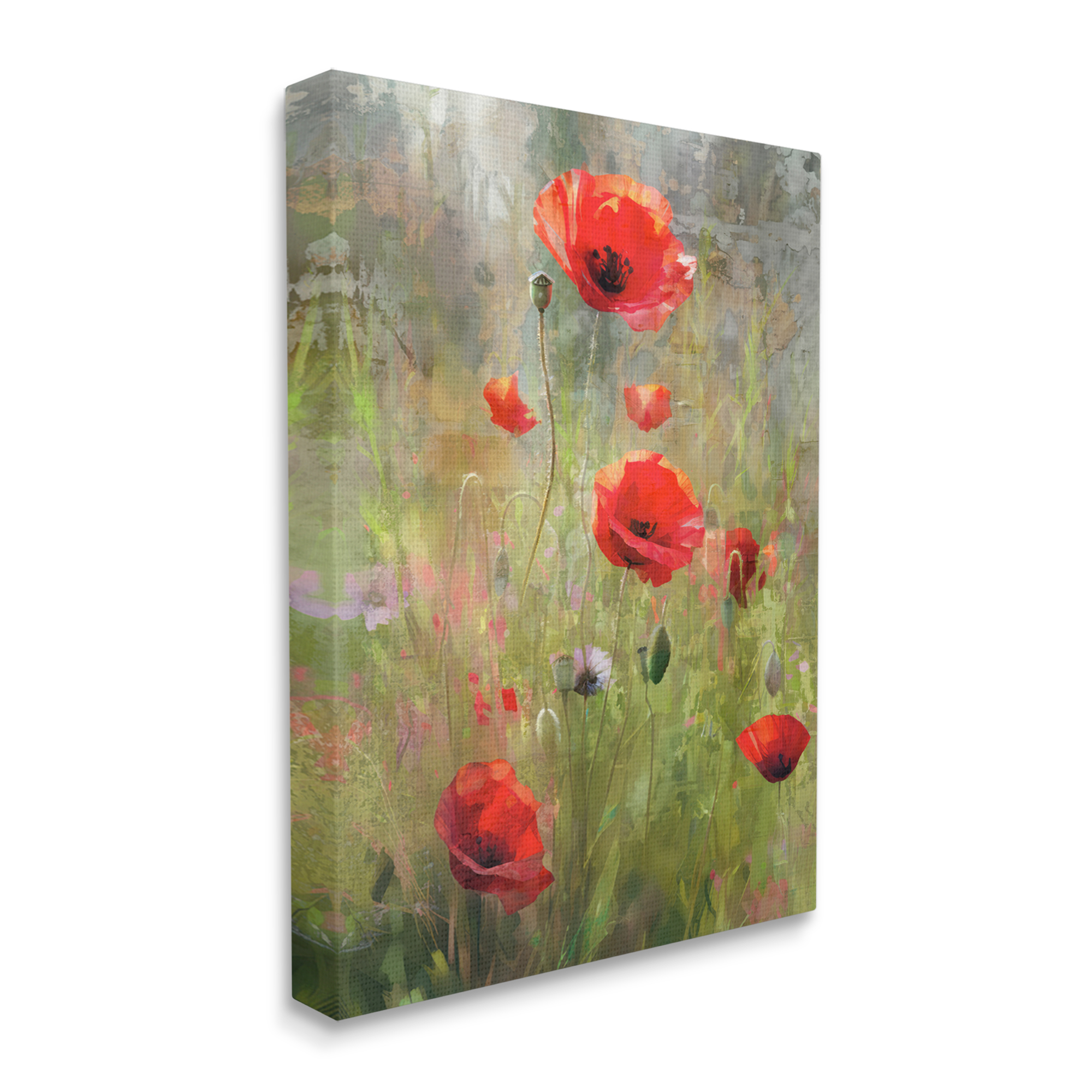 Stupell Industries Abstract Red Poppies Botanical & Floral Painting Gallery Wrapped Canvas Art Print Wall Art, 16 x 20