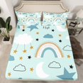 thumbnail image 2 of Manfei Kawaii Colorful Rainbow Twin Sheet Sets,Boho bohemian Theme Twin Fitted Sheet,Cartoon Stars Flat Sheet For Girls,Super Cozy Room Decor,3-Piece, 2 of 7