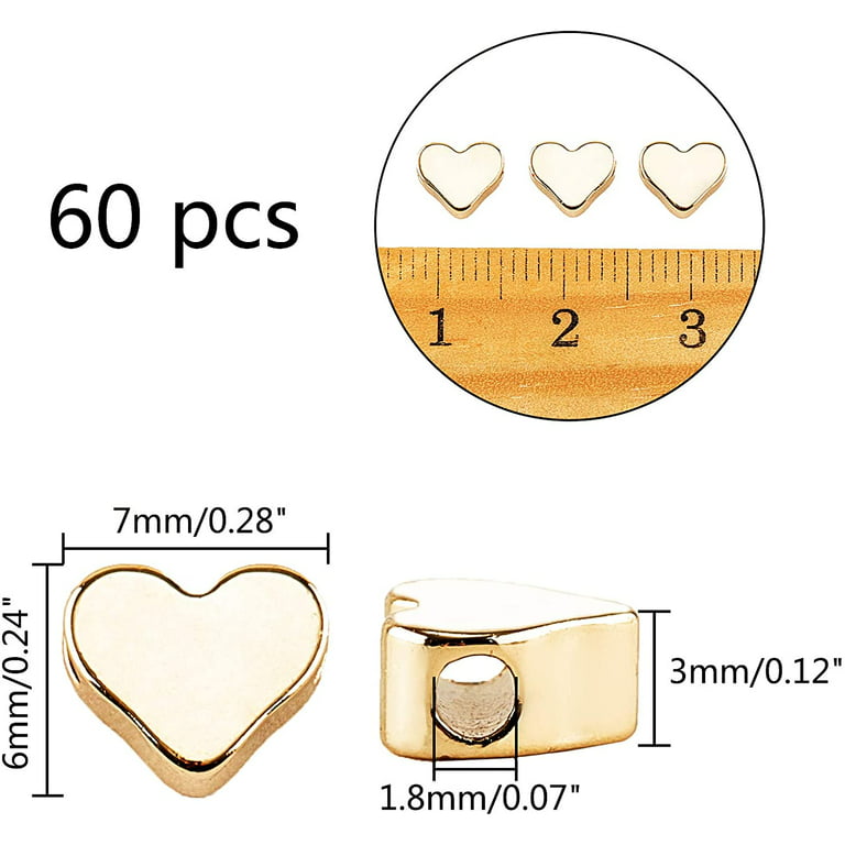 Wholesale PandaHall 3 Color Heart Spacer Beads 60pcs Metal Heart