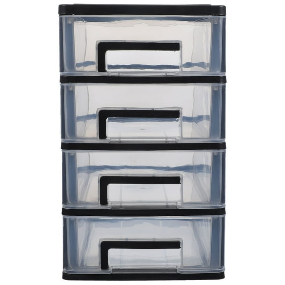 Pawsdot Dresser Organizer Storage Cabinet Plastic Black and Transparent 1Pack