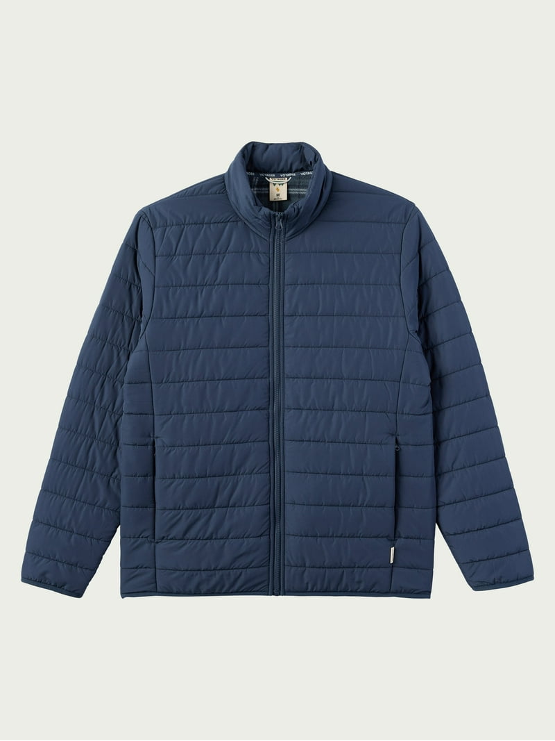 K☺︎☺︎ Voyager Men's Polar Fleece Lined Heather Puffer Jacket, Blue, Size