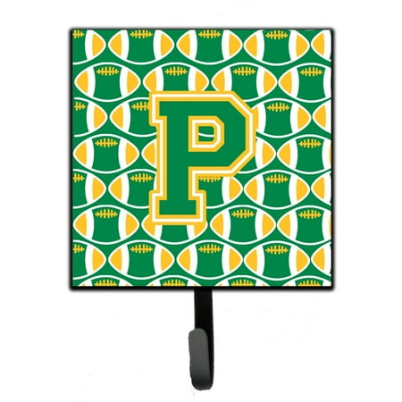 

Carolines Treasures CJ1069-PSH4 Letter P Football Green and Gold Leash or Key Holder 7Hx4.25W multicolor