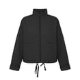thumbnail image 7 of FRSASU Women's Quilted Cropped Jacket Stand Collar Zip Up Lightweight Puffer Coat with Drawstring Hem & Pockets Black, 7 of 7