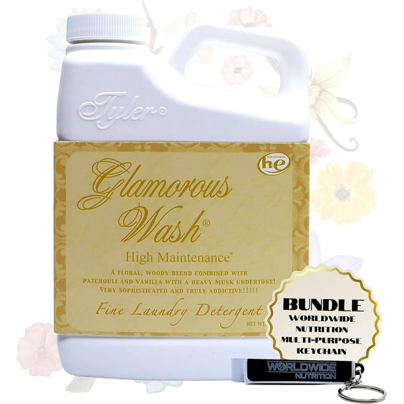 Ensemble Nutrition Mondiale : Tyler Candle Company Détergent Liquide à Lessive Charmant Wash Haute Entretien - Lavable à la Main et en Machine - 16 oz, Conteneur de 454 Grammes et Porte-Clés Multi-Usage