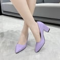 thumbnail image 6 of Women's Candy Color Pointed Toe Thick Heel High Heel Simple Style Shallow Mouth Professional Fashion Single Shoe, 6 of 6