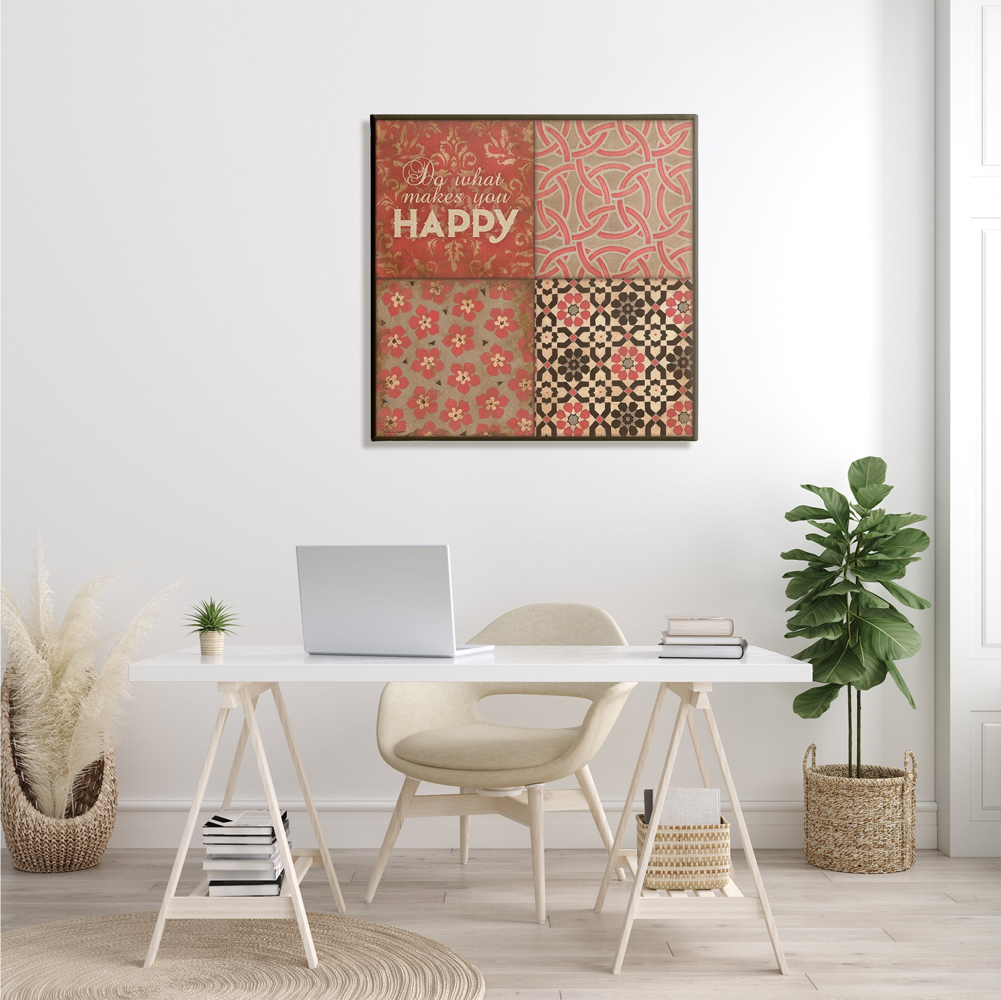 Stupell Industries Do What Makes You Happy Vintage Red Patterns, 30 x 30, Design by Stephanie Workman Marrott