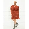 ELOQUII Elements Women's Plus Size Bohemian Print Puff Sleeve Dress