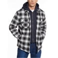 thumbnail image 3 of MAWCLOS Men's Flannel Hooded Coat Winter Plaid Jackets Black White S, 3 of 7