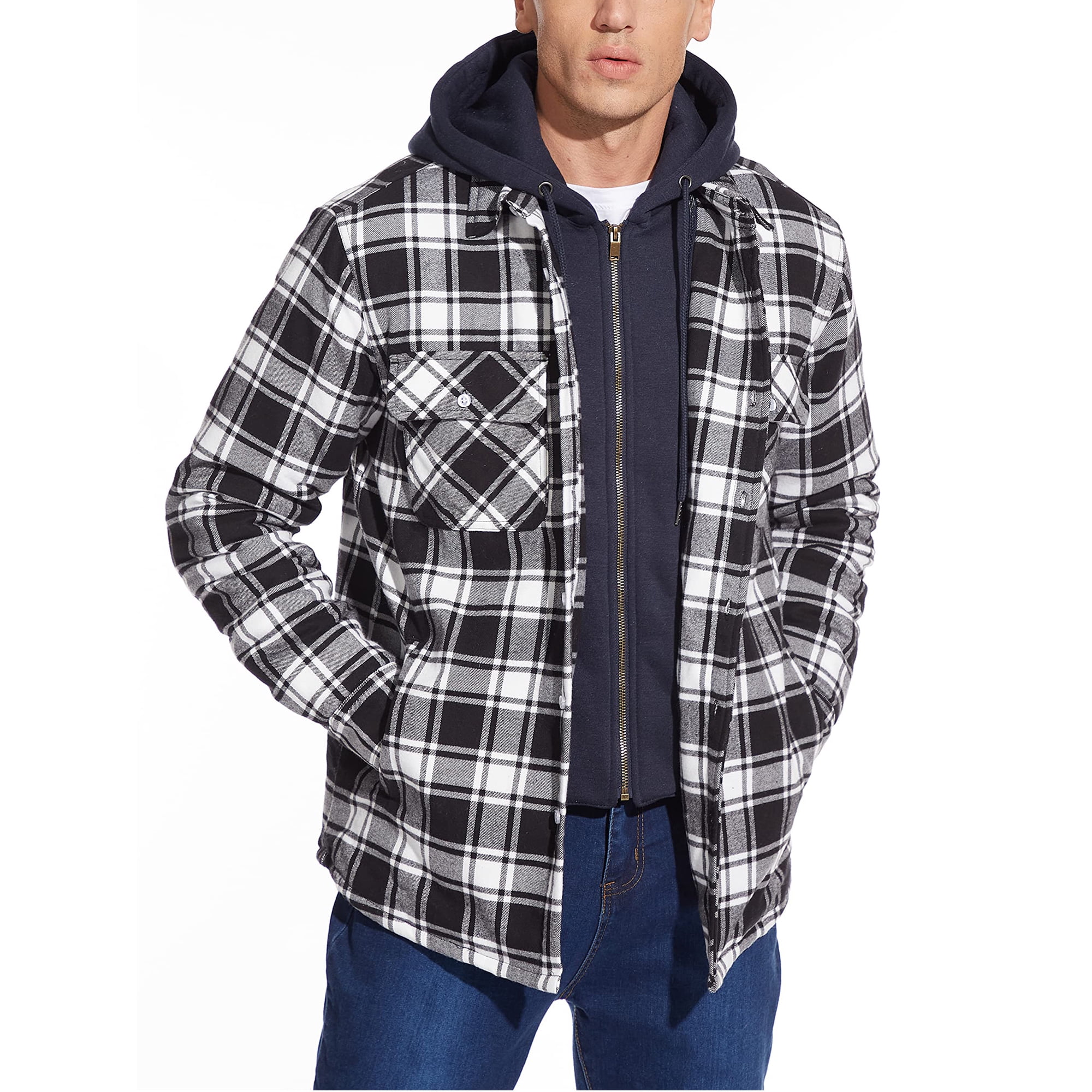 Flannel jacket black and white outlet