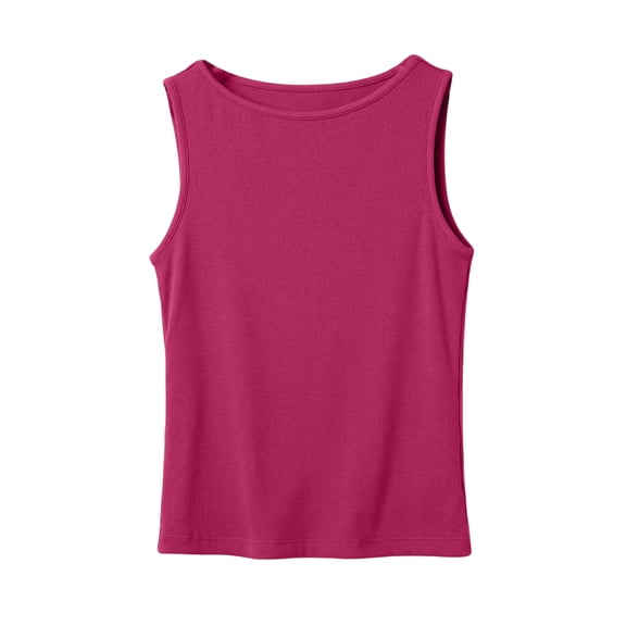 Womens Sleeveless Crewneck Ribbed Tank Tops Casual Basic Summer Top Slim Fitted Racerback Shirts Pink XL