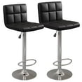 thumbnail image 3 of Vineego Modern Square PU Leather Swivel Adjustable Bar Stool, Set of 2, Bar Stool for Kitchen Counter (Black), 3 of 7