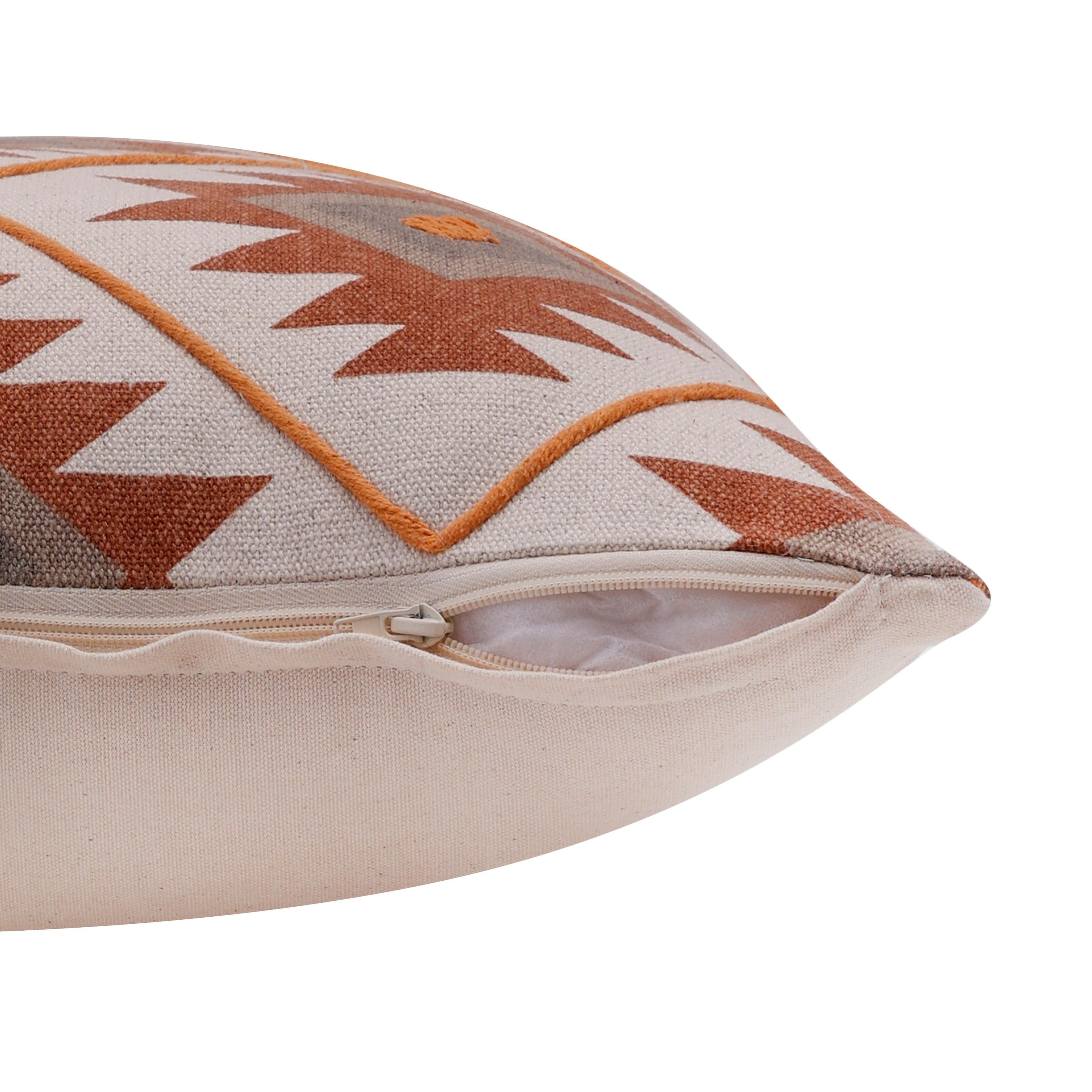 Harlow Hill 20" x 20" Rust/Off-White Geometric Cotton Adult Decorative Throw Pillow Cover