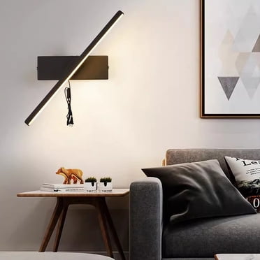 Swing Arm Wall Lamp With Ivory Linen Shade - Plug-in Or Hardwire, Adjustable Arm For Bedroom & Reading