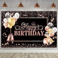 thumbnail image 1 of Pancarta de fondo de feliz cumpleaños de oro rosa, pancarta de decoración de feliz cumpleaños, telón de fondo de feliz cumpleaños para niñas y mujeres 71 x 45 pulgadas, 1 of 5