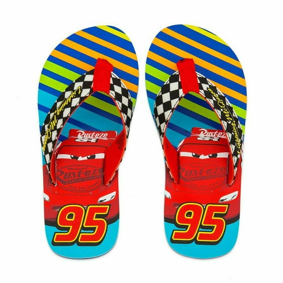 Disney Store Cars Lightning McQueen Flip Flops Sandals Shoes Boy Size 11/12