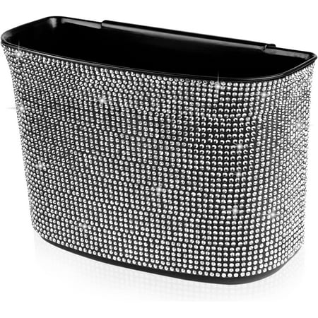 Car Trash Can Bling Crystal Auto Storage Pockets,100% Leak Proof Car Trash Container Bin Car Garbage Bag Hanging for Backside/Gearshift/Center Console