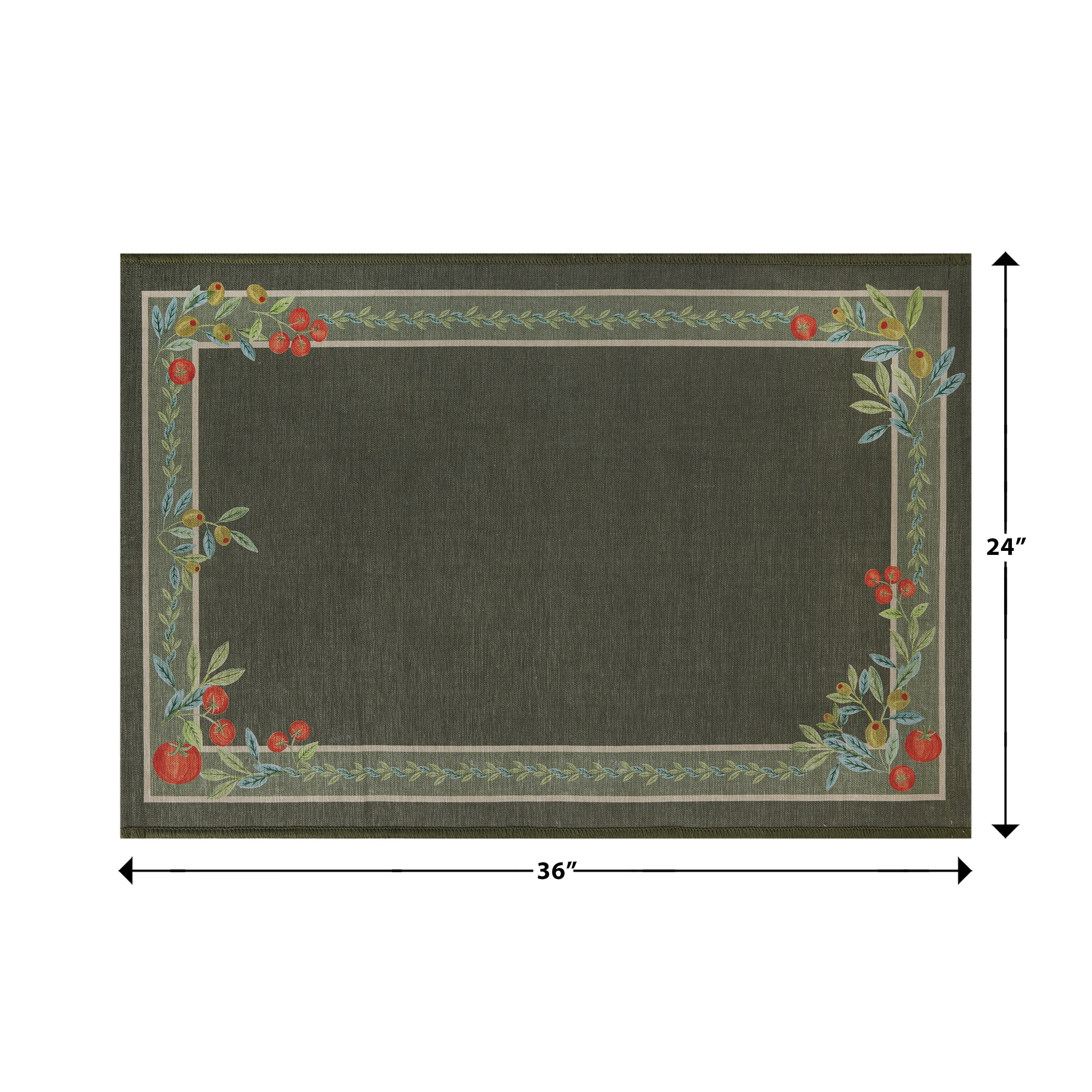 Better Homes & Gardens Olive & Tomato Accent Rug, Green, 24 in x 36 in