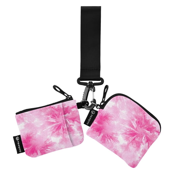Portable Coin Purse Two 4.13x4.13 Iinches 4.13x3.5 Inches Wrist Coin Purse Keys Coin Purse Portable Women's Purse Pink Pattern