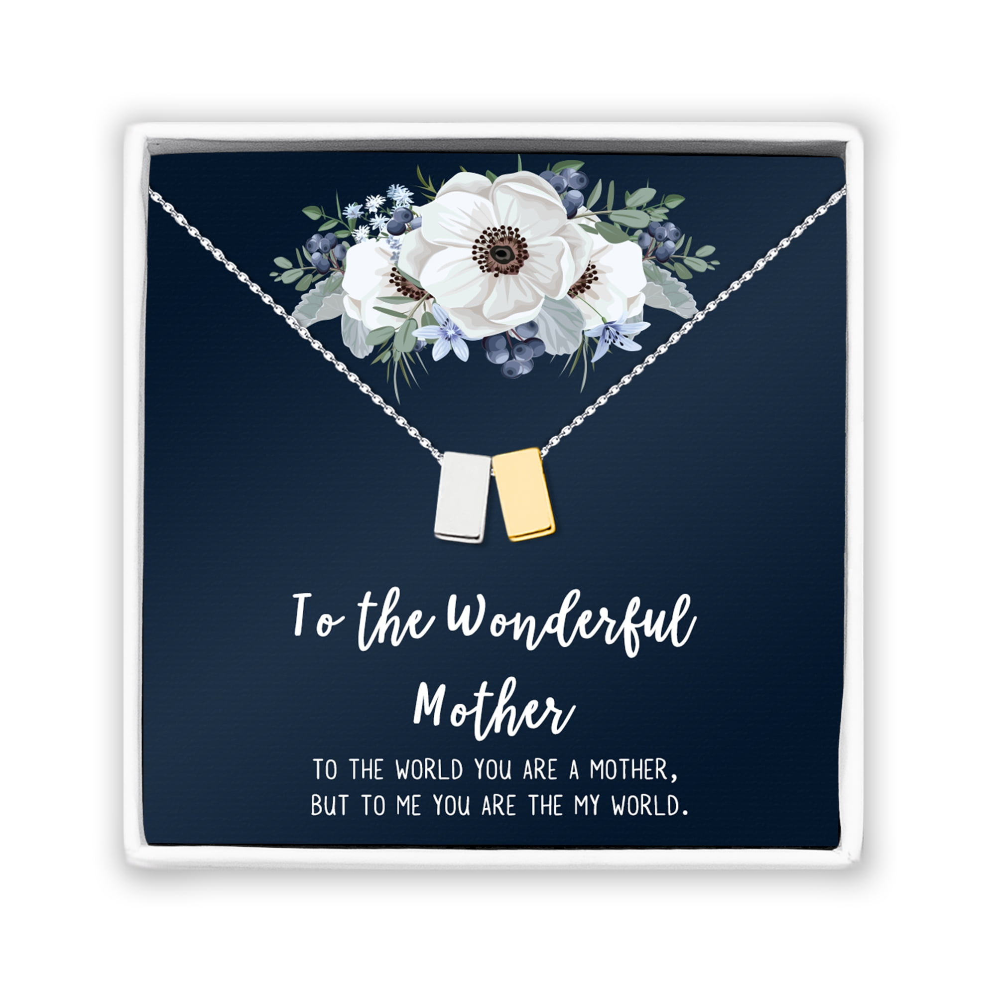 To The Wonderful Mother Mother's Day Gift, Mother's Day Gift for Her, Mother's Day Gift for Her, Gift for Mom,Jewelry Gift for Mom, Necklace Gift for Mom [Silver-Gold, No-Personalized Card]