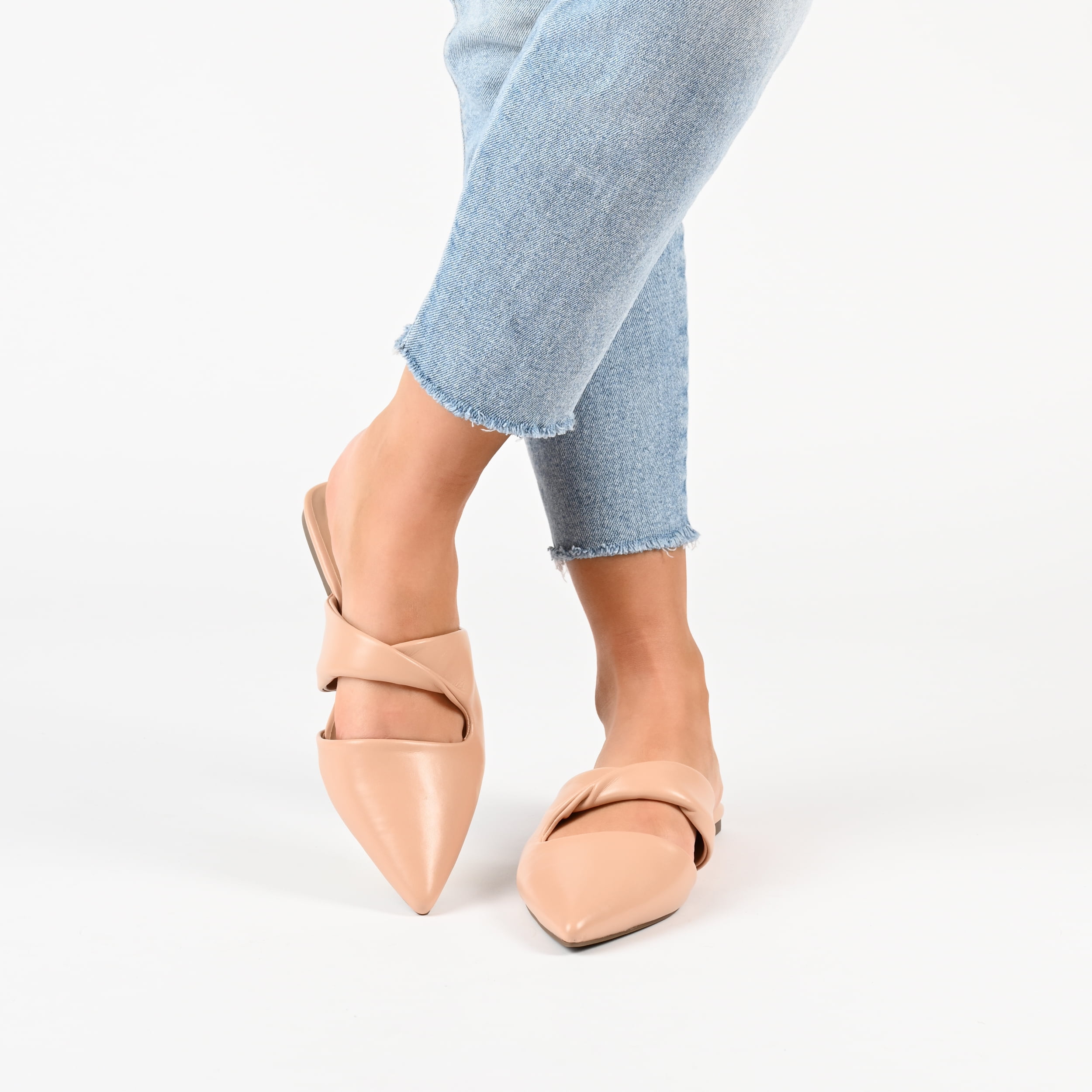 Journee Collection Womens Enniss Open Side Pointed Toe Mule Flats