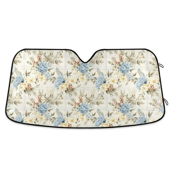 Beautiful Vintage Floral Flower Car Windshield Sun Shade Foldable Car Front Window Visor Heat and UV Protection 53x23.5