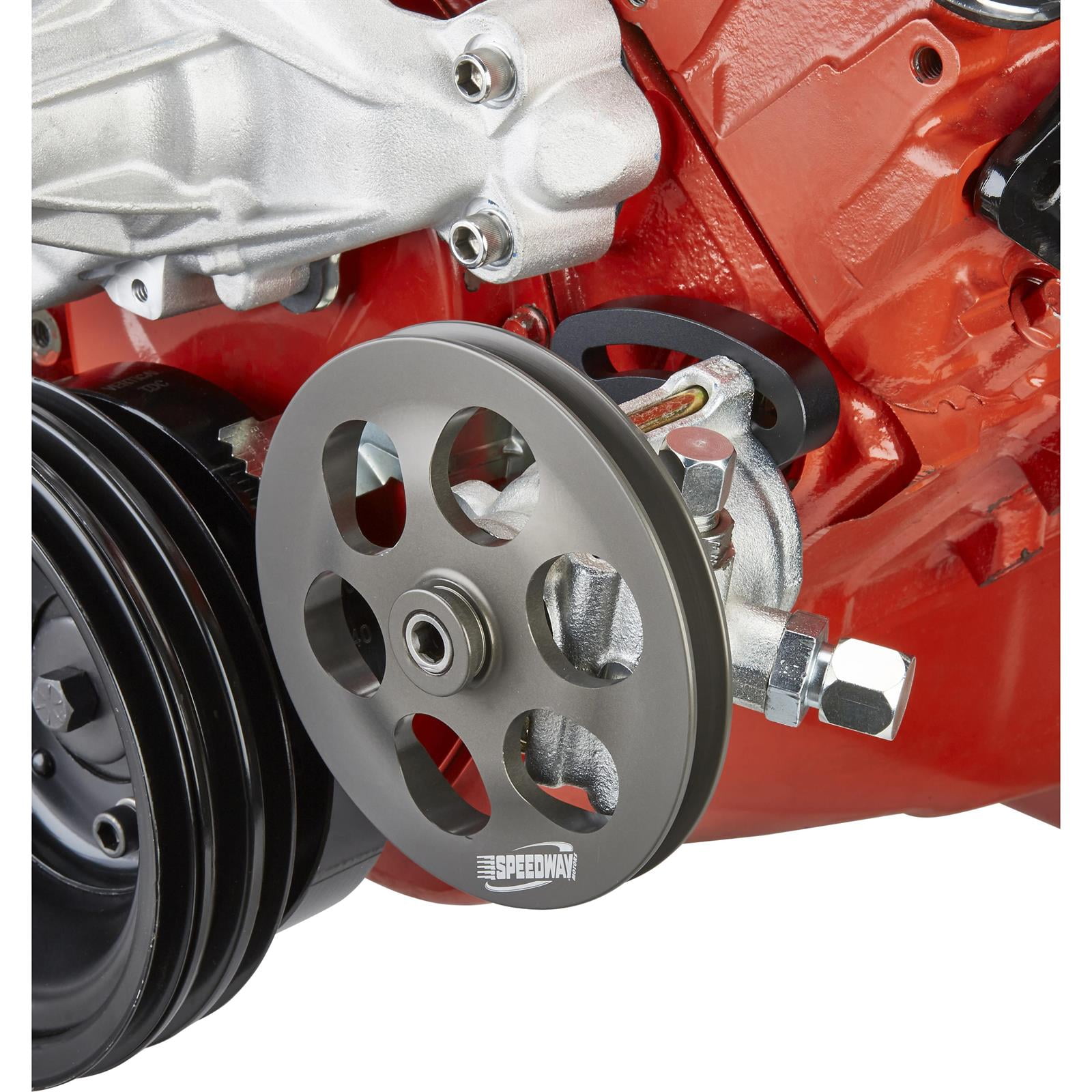 Power Steering Pump Combo Kit with Sweet Mfg. Pump, SBC Mount Bracket, Remote Reservoir, -8 AN Fittings, AN 6 High Pressure/Return Fittings, Ideal for DIY Hose Assemblies