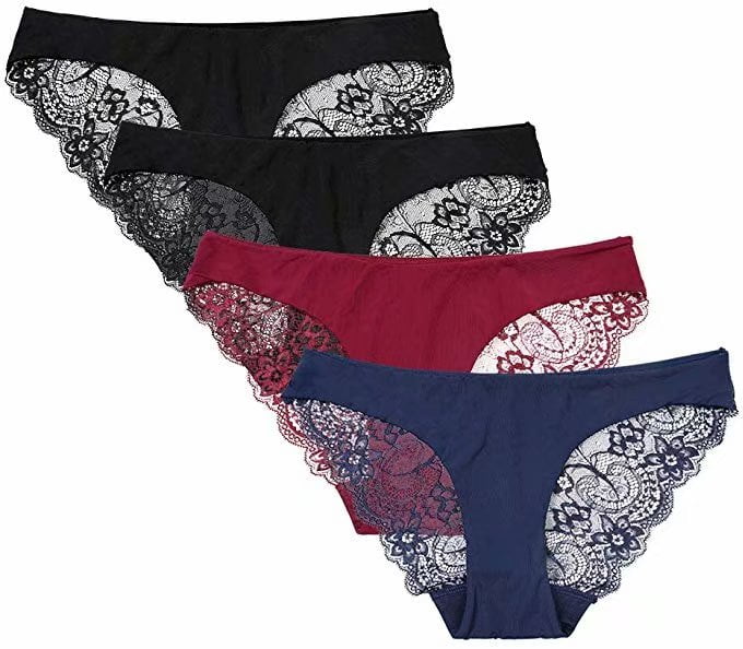 Womens Cotton & Lace Knickers Lace Back Briefs Underwear Lingerie Plus Size