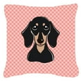 thumbnail image 3 of Caroline's Treasures BB1277PW1818 Checkerboard Lime Green Smooth Black and Tan Dachshund Canvas Fabric Decorative Pillow, 3 of 3