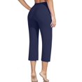 thumbnail image 4 of RPVATI Capri Yoga Pants for Women Casual Wide Leg High Waisted Capris Pants with Pockets Plus Size Summer Tummy Control Comfy Crop Pants Navy XXL, 4 of 4