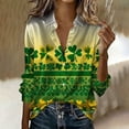 thumbnail image 2 of Tops de Manga Larga de las Mujeres Casual con Impresión Del Día de San Patricio, Blusa de Cuello Giratoria con Botones, Moda de Uso Diario, 2 of 7