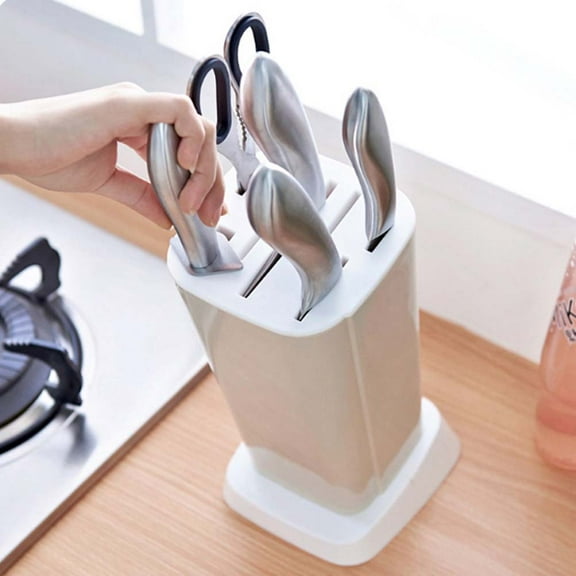 Raindrops Beige Storage Rack 1Set with Universal Knife Block and Utensil Holder for Minimalist Nordic Style Kitchen