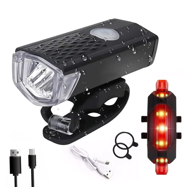 Bike Bicycle Light USB LED Rechargeable Set MTB Road Bike Front Back Headlight Lamp Flashlight Cycling Light Cycling Accessories He Qiyong unisex