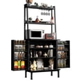 thumbnail image 7 of 58” Pantry Cabinets with Microwave Shelves, Small Kitchen Pantry Storage Cabinet with Adjustable Shelves for Kitchen, Dining Room, Living Room Use (Black), 7 of 7