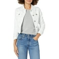 thumbnail image 1 of COVER GIRL Women's Jeans Denim Jacket Crop Frayed Blue Distressed Basic Cropped White Size Medium (CGXJ-6288DBB), 1 of 2