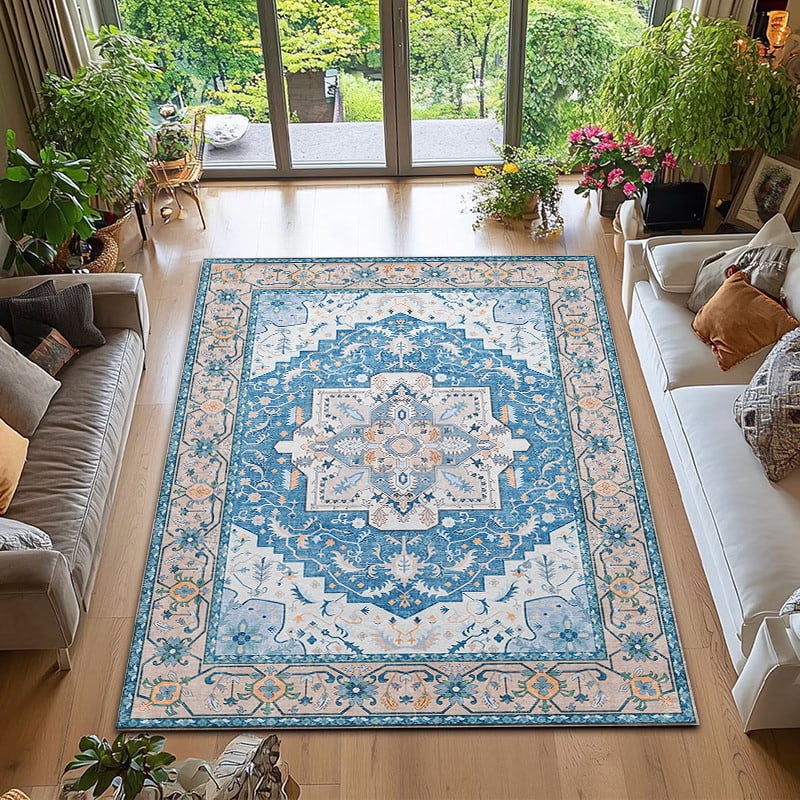 TECHVIDA 5x7 Area Rugs for Living Room Rugs, Modern Abstract Machine Washable Vintage Rugs,Non Slip Carpet,Modern Carpet for Bedroom Dining Room Farmhouse Home