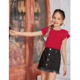 thumbnail image 3 of Arshiner Girls T Shirts Ruffle Short Sleeve Round Neck Loose Blouse Summer Solid Color Casual Girl Tee Tops, 3 of 6