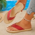 thumbnail image 4 of Rokment Flip Flops Beach Sandals for Women Indoor and Outdoor Waterproof Water Swim Pool Flat Thongs Slippers Casual Dress Slip on Slides Summer Shoes Red Size 7, 4 of 7