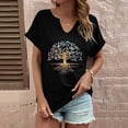 thumbnail image 2 of Trendfront Womens Tree Of Life Tops Graphic Print V Neck Casual Short Sleeve Loose Fit Tee Trendy Fashion T Shirts Pullover Daily Wear, 2 of 5