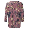 thumbnail image 5 of VBTAPA 3/4 Sleeve Tops for Women 2025 Dressy Casual Floral Print Tshirts Plus Size Crewneck Blouse Loose Fitted Tunic Tee Limited Time Sales Multicolor XXXXL, 5 of 6