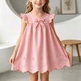 thumbnail image 2 of Ulanda Girls Sleeveless Bowknot Dress Scalloped Hem Casual Dresses 2026 Fashion Summer Twirl Dress for Toddler Kids (Pink, 2-3 Years), 2 of 7