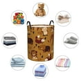 thumbnail image 5 of DouZhe Waterproof Collapsible Large Laundry Baskets, Cartoon Cute Animals Brown Prints Circular Hamper with Handles, 5 of 7