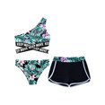 thumbnail image 3 of Yruioon Kids Girls Swimsuit 3 Piece Tankini Set Hawaii One Shoulder Bathing Suit Cute Print Swimwear Lily 14, 3 of 7